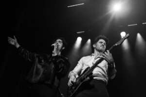 Joe and Nick Jonas took turns on lead vocals at the Marquis Theatre on Tuesday night.