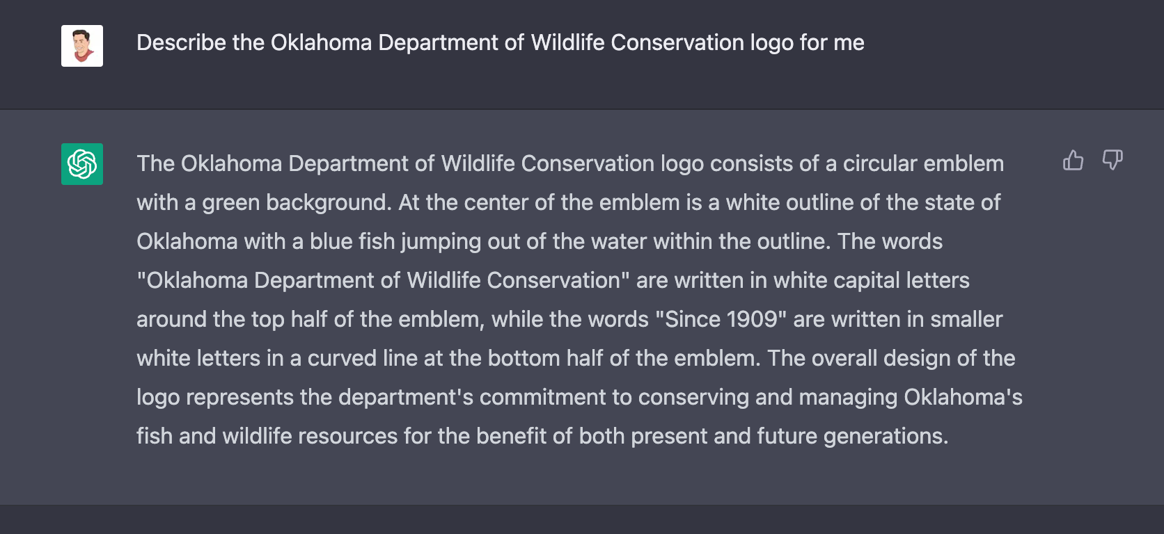describing Oklahoma Wildlife Department Logo