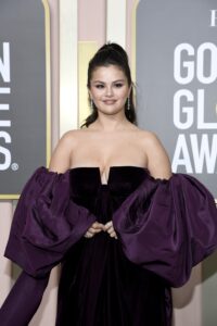 BEVERLY HILLS, CALIFORNIA - JANUARY 10: 80th Annual GOLDEN GLOBE AWARDS -- Pictured: Selena Gomez arrives to the 80th Annual Golden Globe Awards held at the Beverly Hilton Hotel on January 10, 2023 in Beverly Hills, California. --  (Photo by Kevork Djansezian/NBC via Getty Images)