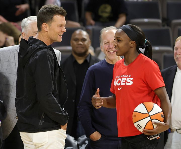 Tom Brady met the Las Vegas Aces for the first time during one of the team's games in May.