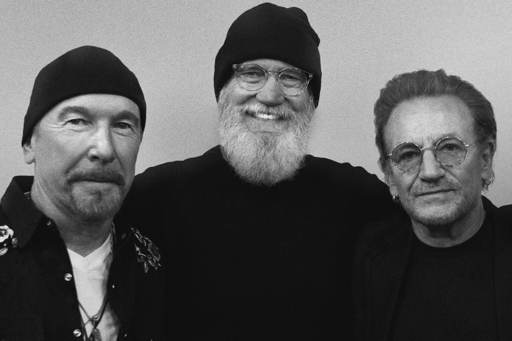 The Edge, Dave Letterman and Bono in “Bono & The Edge: A Sort of Homecoming, with Dave Letterman."