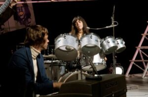 The Carpenters performing on the BBC’s In Concert series in 1971, with Karen on the drums.