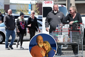 Christine Brown and fiancé David laugh at Costco with her daughter Truely, 13
