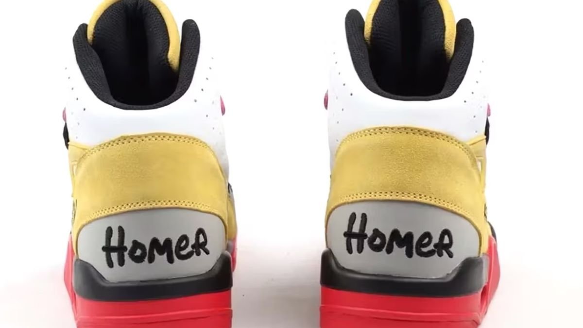back view of The simpsons assassin sneakers with homer on the heel 