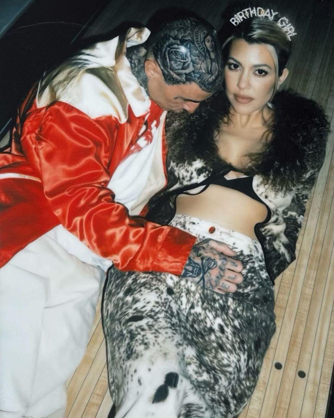 Kourtney Kardashian and husband Travis Barker at her 44th birthday celebration