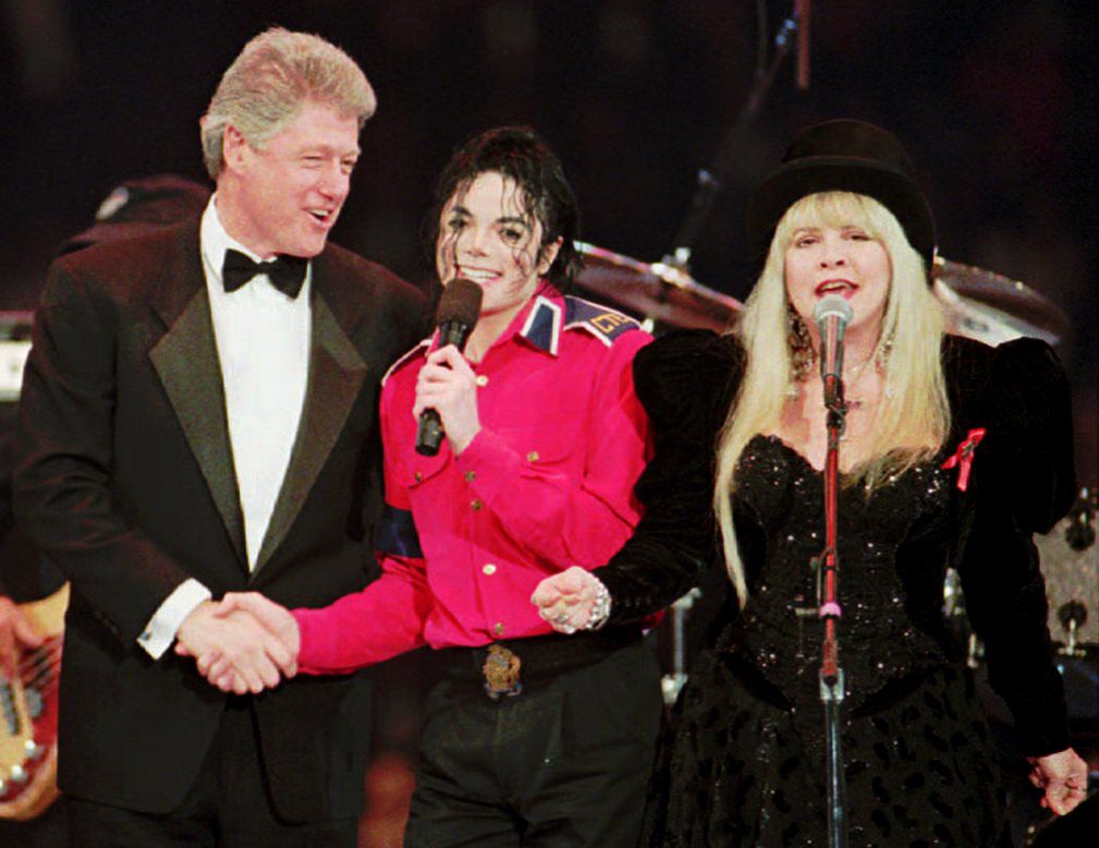 Bill Clinton, Michael Jackson and Stevie Nicks at Clinton's presidential inauguration in 1993.
