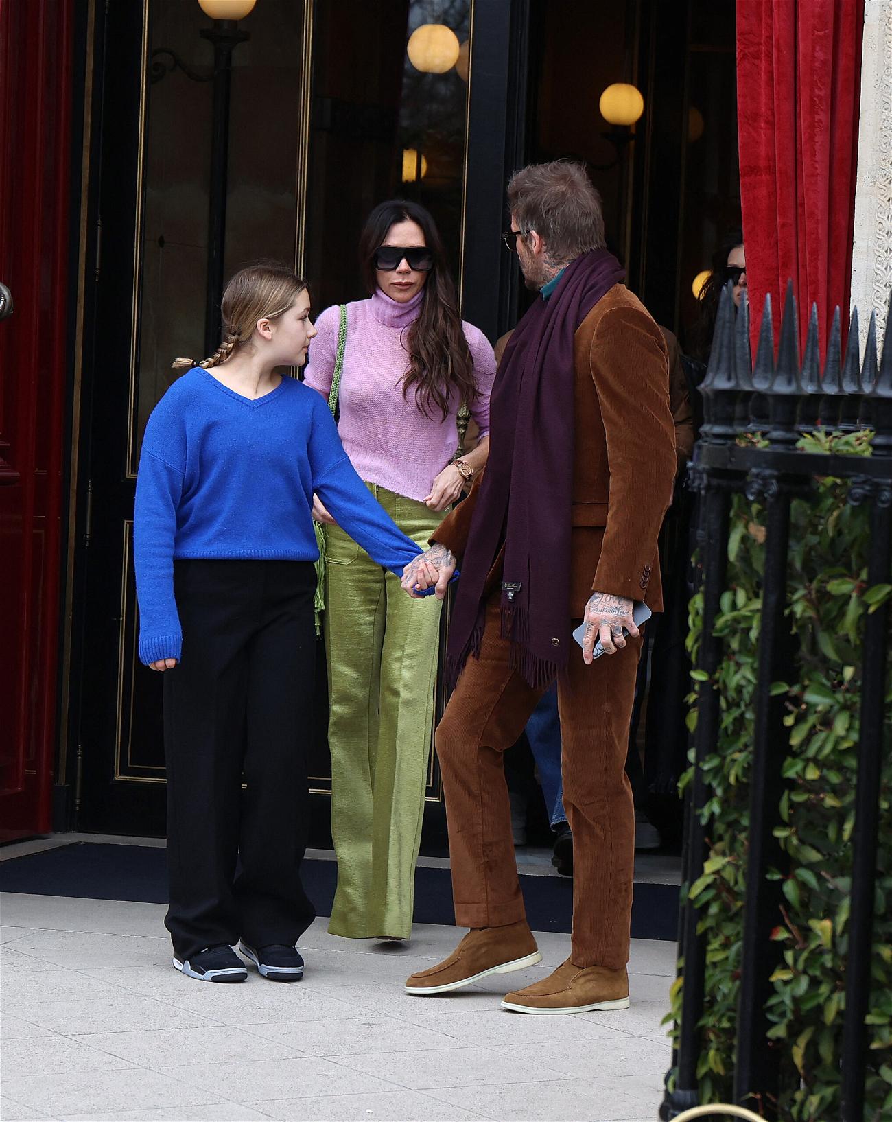 The Beckham family seen in Paris during the Fashion Week