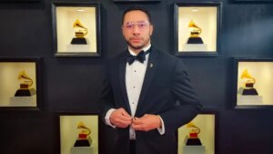 Sound Credit CEO Gebre Waddell pictured at the 65th Grammy Awards, where he announced a $30 million advance facility for North American users’ neighboring rights royalties