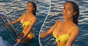 Salma Hayek Sends Fans Wild In Summer In Skimpy Canary Yellow String Bikini Getting Out Of The Ocean, A User Said: "I'll Be In The Shower If Anyone Needs Me"