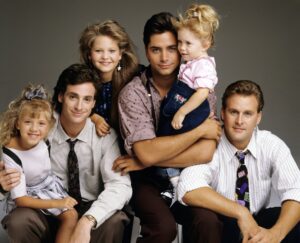 UNITED STATES - SEPTEMBER 12:  FULL HOUSE - Season Three - Gallery - 9/12/89, Pictured, from left: Jodie Sweetin (Stephanie), Bob Saget (Danny), Candace Cameron (D.J.), John Stamos (Jesse), Mary Kate/Ashley Olsen (Michelle), Dave Coulier (Joey),  (Photo by ABC Photo Archives/Disney General Entertainment Content via Getty Images)