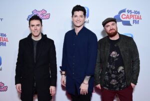 Glen Power, Danny O'Donoghue, and Mark Sheehan of The Script at the Jingle Bell Ball at London's O2 Arena.