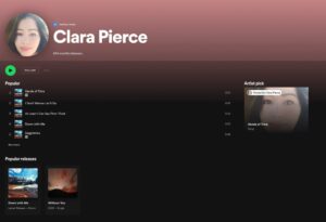 Clara Pierce's "Down with Me" album on Spotify.