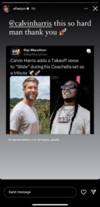 offset calvin harris thank you message on Instagram 04172023