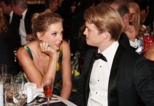 BEVERLY HILLS, CALIFORNIA - JANUARY 05: 77th ANNUAL GOLDEN GLOBE AWARDS -- Pictured: (l-r) Taylor Swift and Joe Alwyn at the 77th Annual Golden Globe Awards held at the Beverly Hilton Hotel on January 5, 2020. -- (Photo by Christopher Polk/NBC/NBCU Photo Bank)
