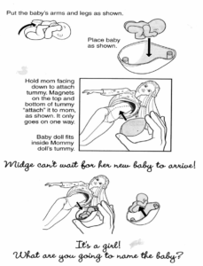 A manual page teaching kids how to remove the child from Midge’s belly