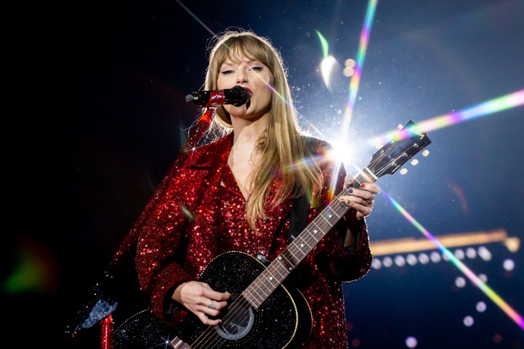 Taylor Swift performs onstage during "The Eras Tour" on April 28 in Atlanta.