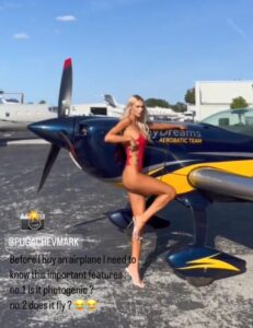Veronika Rajek posed next to a jet in her latest Instagram story