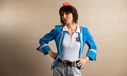 Natalie Powers, who appeared in Eurovision 2007 with the band Scooch, wearing the jacket and hat she wore then