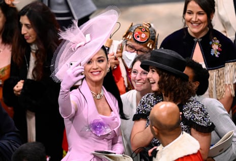 Katy Perry selfie-ing at the coronation yesterday, ahead of her performance at the Coronation Concert.