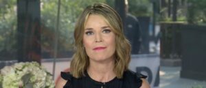 Today host Savannah Guthrie has been caught trying to sneak off set after she suffered an embarrassing wardrobe malfunction