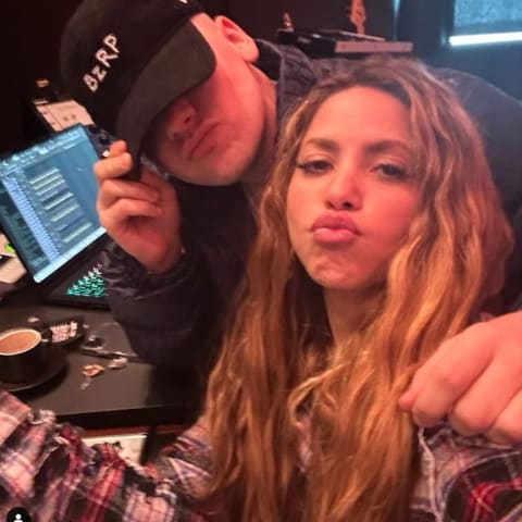 Shakira shared a pic of her and Bizarrap at the studio