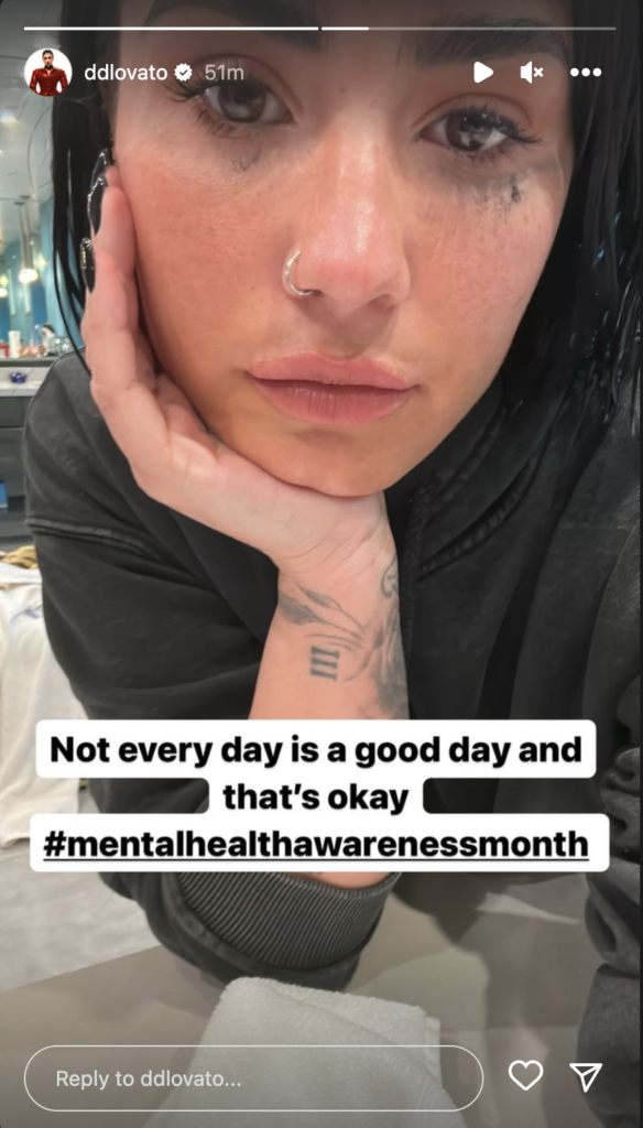 Demi Lovato shares candid photo of mental health struggle