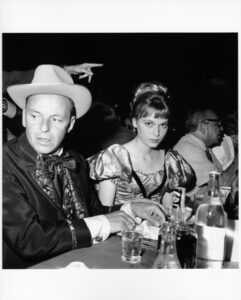 Frank Sinatra and Mia Farrow at the SHARE Boomtown benefit party in 1965
