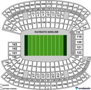 A map of the New England Patriots' Gillette Stadium.