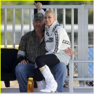 Gwen Stefani Sits on Blake Shelton's Lap, Shares a Kiss While Attending Her Son's Football Game