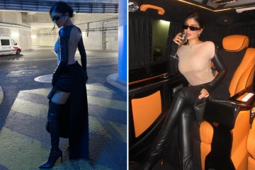 Kylie Jenner lifts up skirt to show off thigh-high leather boots in racy photos