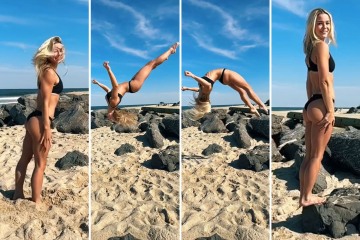 Dunne performs risky 'beach-nastics' stunt in 'insane' TikTok video