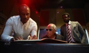 Ali Shaheed Muhammad, Lonnie Liston Smith and Adrian Younge in the studio.