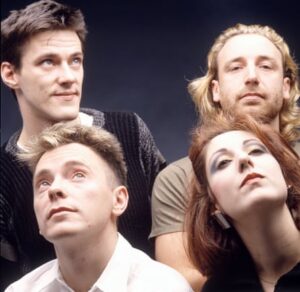 New Order, clockwise from top left: Stephen Morris, Peter Hook, Gillian Gilbert and Bernard Sumner.