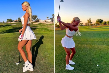 Hannah White rivals Paige Spiranac as basketball star wows in tiny golf outfit