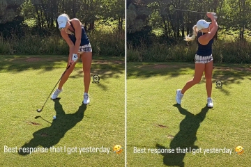 Paige Spiranac rival Taylor Cusack shows off golf swing in tiny outfit