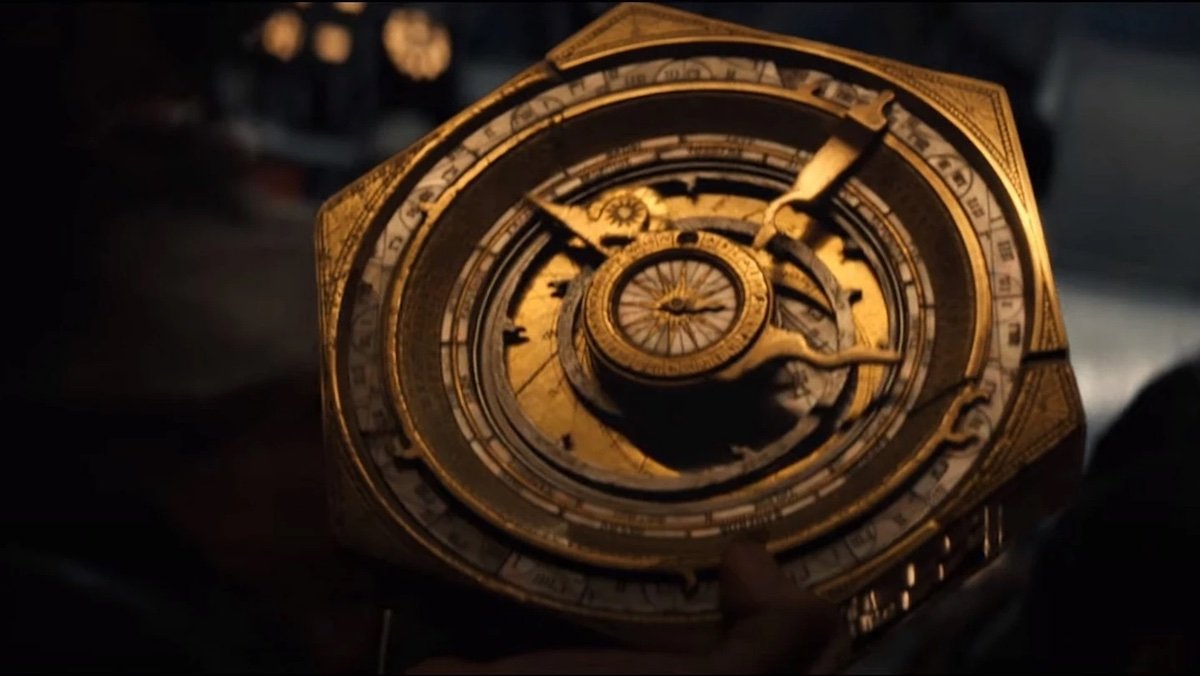 A clock-like bronze device fro Indiana Jones and the Dial of Destiny