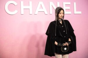 Jennie Kim poses for a photo before attending the Chanel Dakar Show in Tokyo on June 1, 2023.