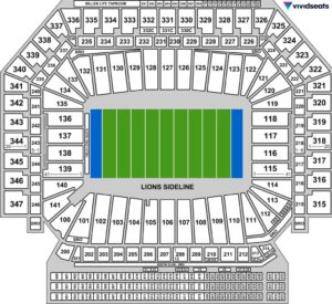 A map of the Detroit Lions' Ford Field.