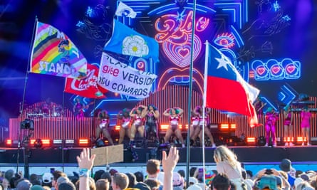 Lizzo on the Pyramid stage at Glastonbury festival.