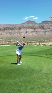 Karin Hart dropped an Instagram video of herself clubbing a golf ball