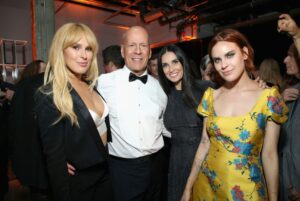 Rumer Willis, Bruce Willis, Demi Moore and Tallulah Belle Willis in Los Angeles in 2018.
