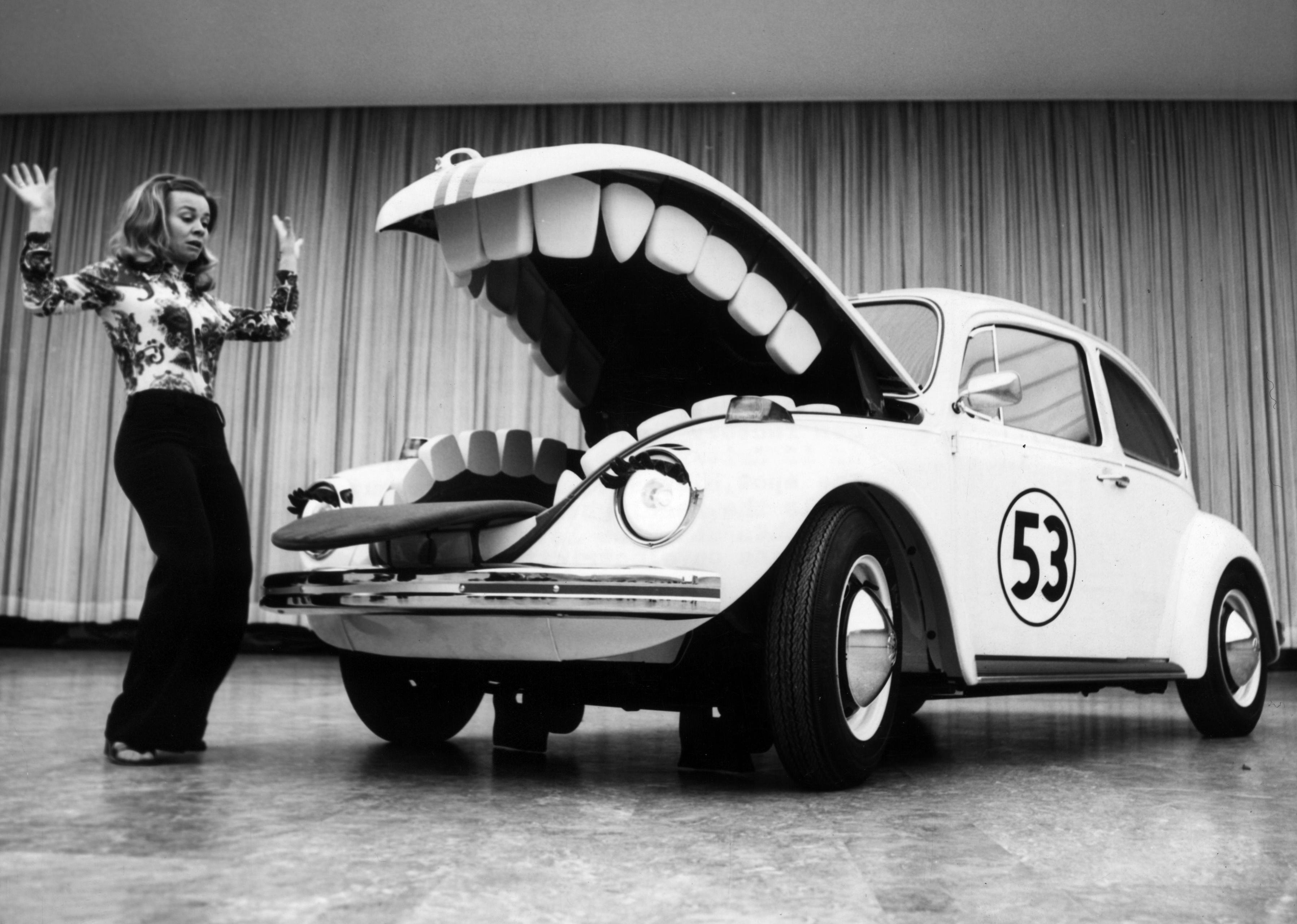 Herbie, the Volkswagen Beetle featured in the film 'The Love Bug' at a motorshow in Berlin, 1972. 