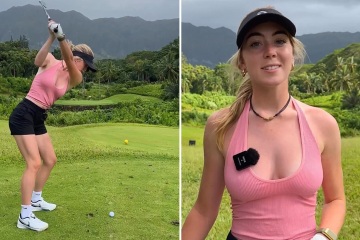 Grace Charis treats fans to golf content while braless leaving fans distracted