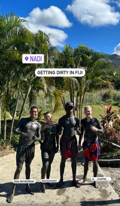 Katie shared an Instagram pic of herself in mud along with three content creators