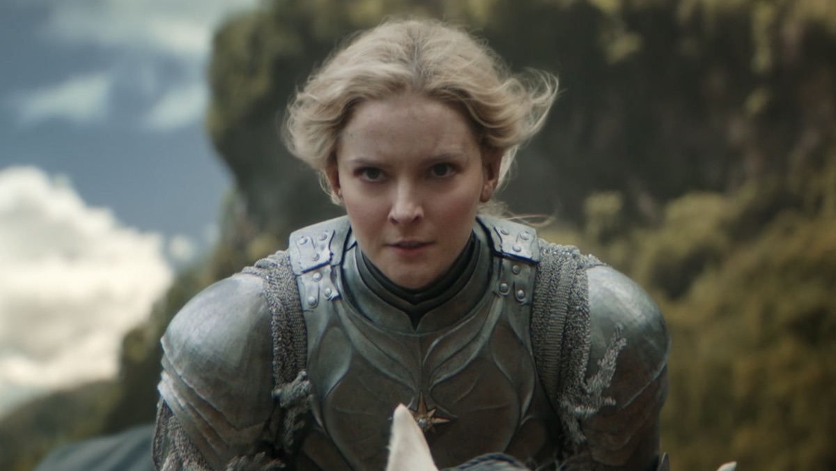 Galadriel rides her horse while wearing armor during The Rings of Power's season one finale. The Rings of Power did not receive any major Emmy nominations in 2023.