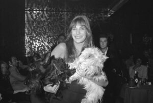 Jane Birkin during a party in 1972 to launch her record "Black and White."