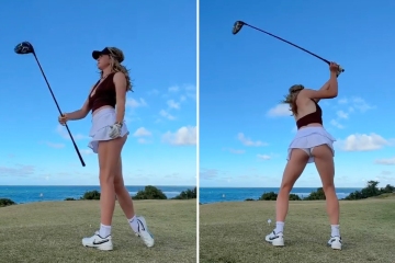 Grace Charis suffers wardrobe malfunction as she shows underwear on golf course