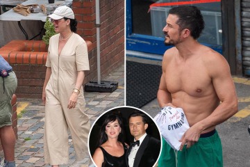 Katy Perry shows off curves in low-cut romper as Orlando Bloom goes shirtless