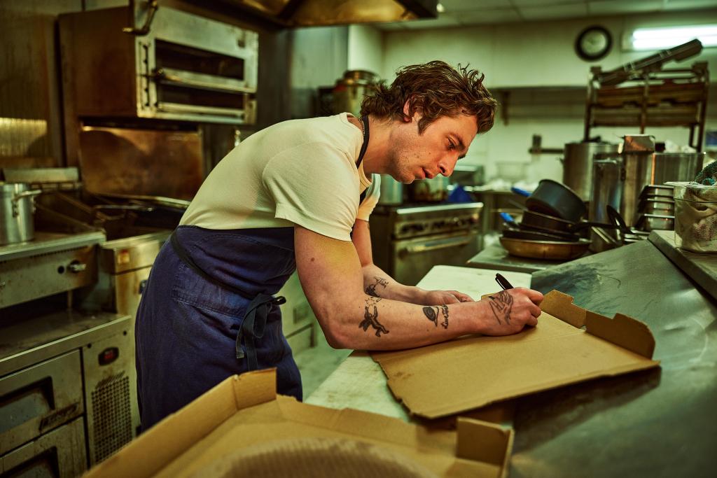 Jeremy Allen White looks hard at work in the kitchen on "The Bear."