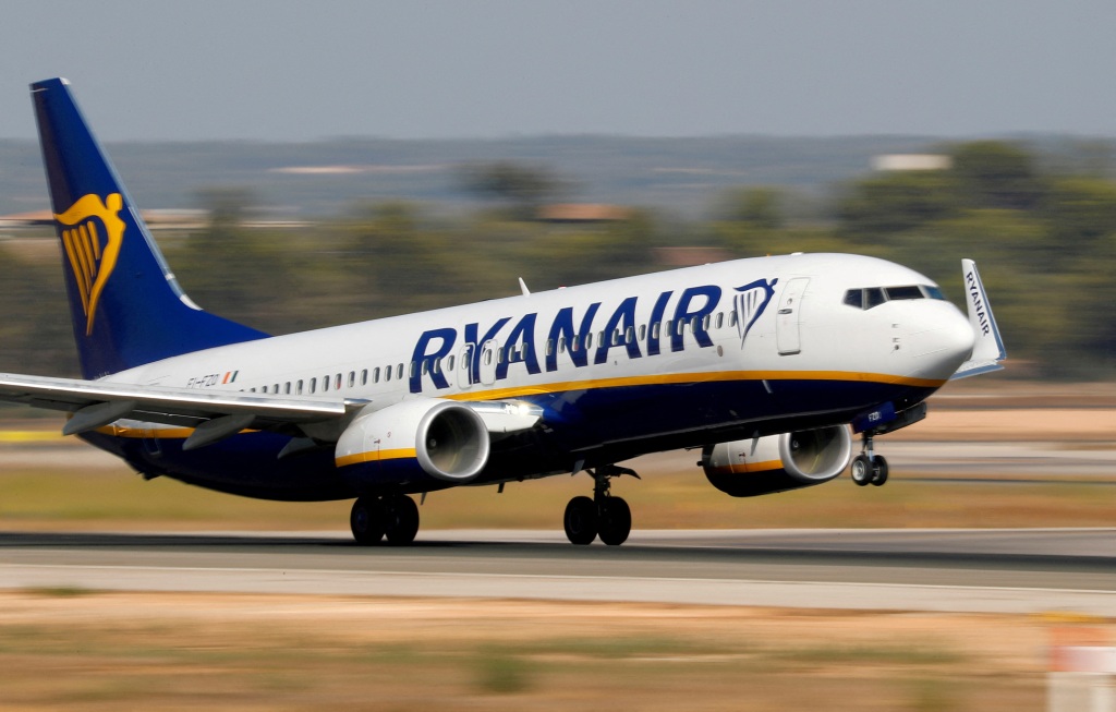 Ryanair airplane taking off.